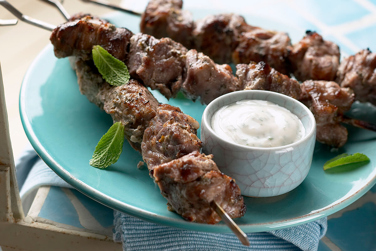 Mint Lamb Kebabs with Mint Dressing - Onken Onken