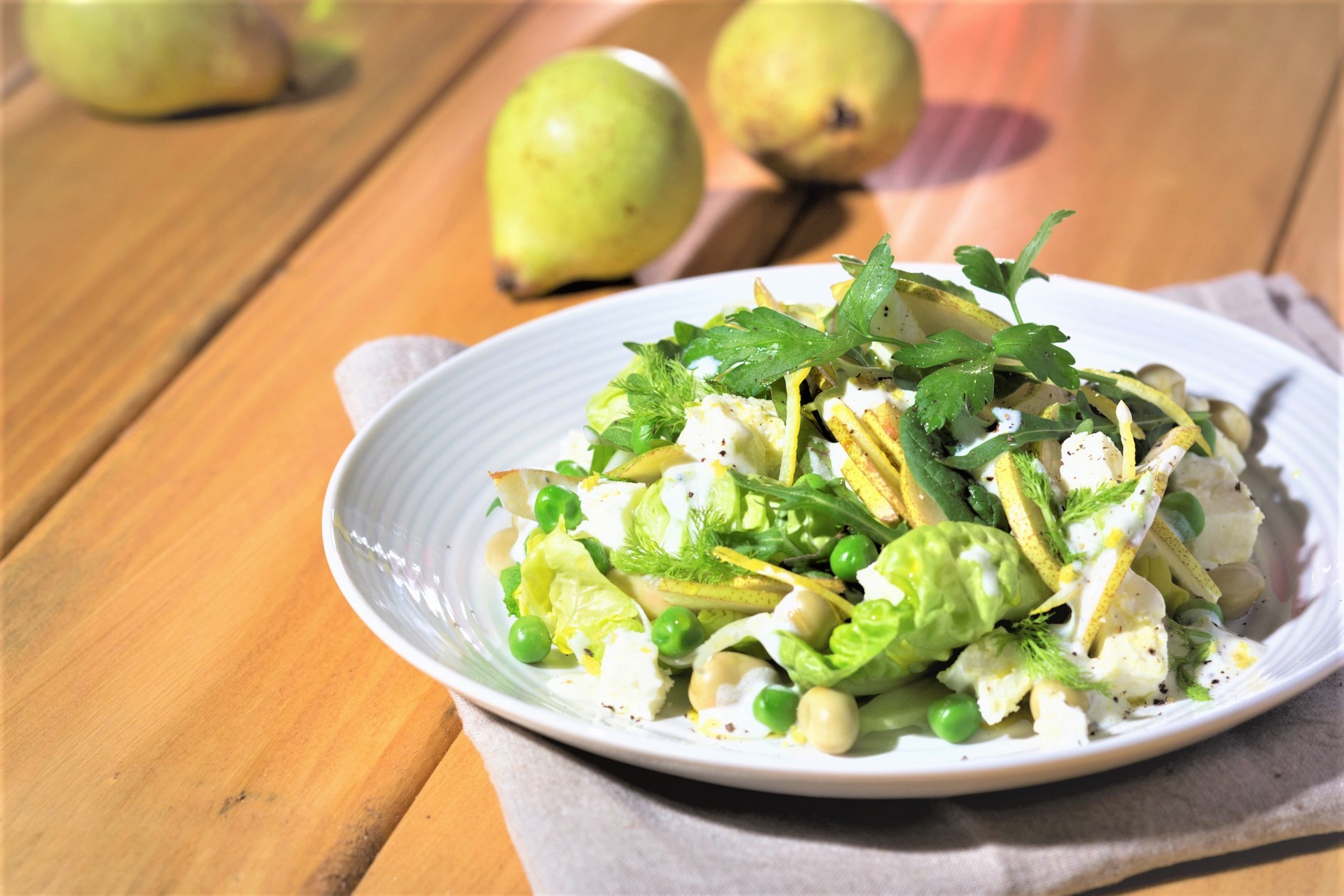 Green Feta Salad Topped with Mint Dressing - Onken Onken