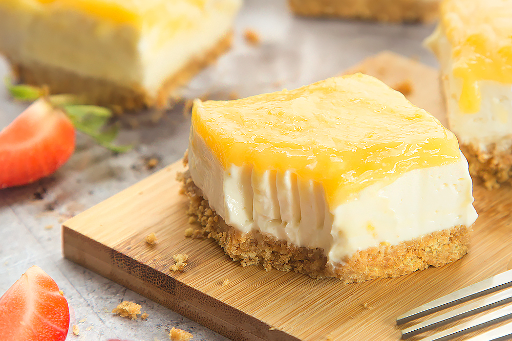 Lemon Curd Yogurt Cheesecake Bars Onken Onken