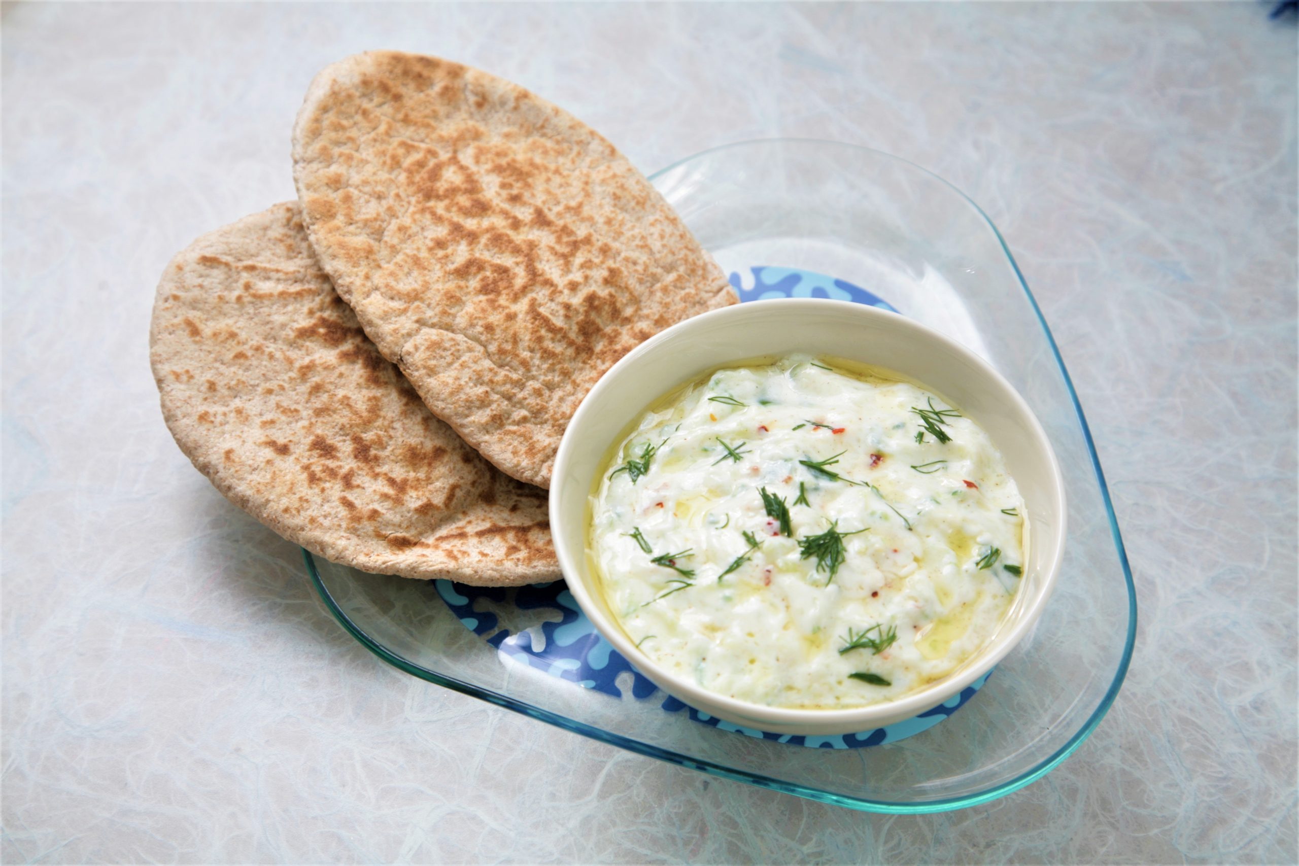 Fat Free Spicy Tzaziki with Pita Bread - Onken Onken